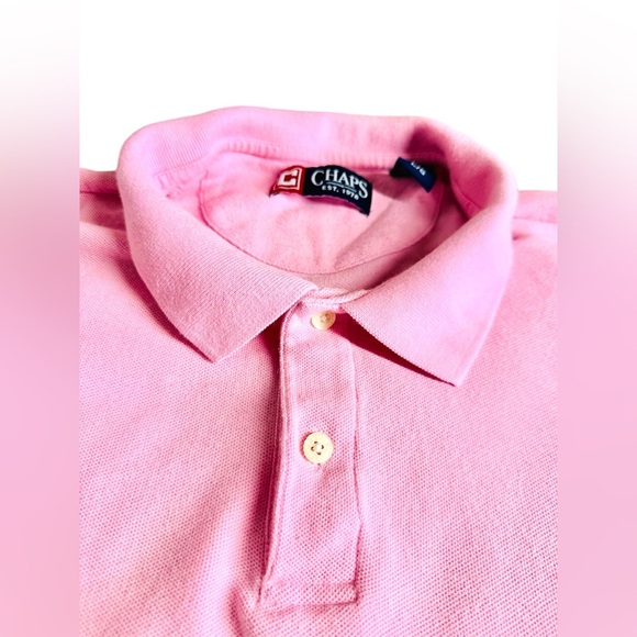 Chaps Light Pink Polo Short Sleeve Button Up Mens Shirt Large - Picture 10 of 15